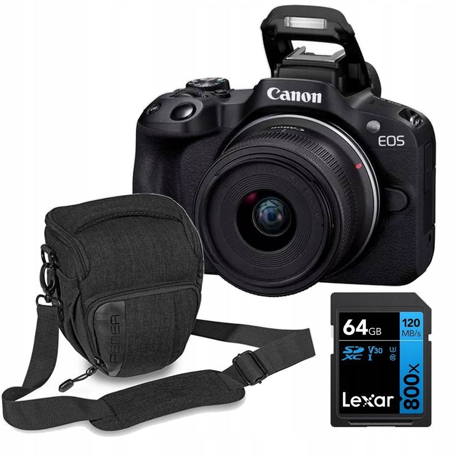 Fotoaparát Canon R50 Bk Rf-s 18-45 Is Stm Karta Lexar 64GB Brašna Peda M