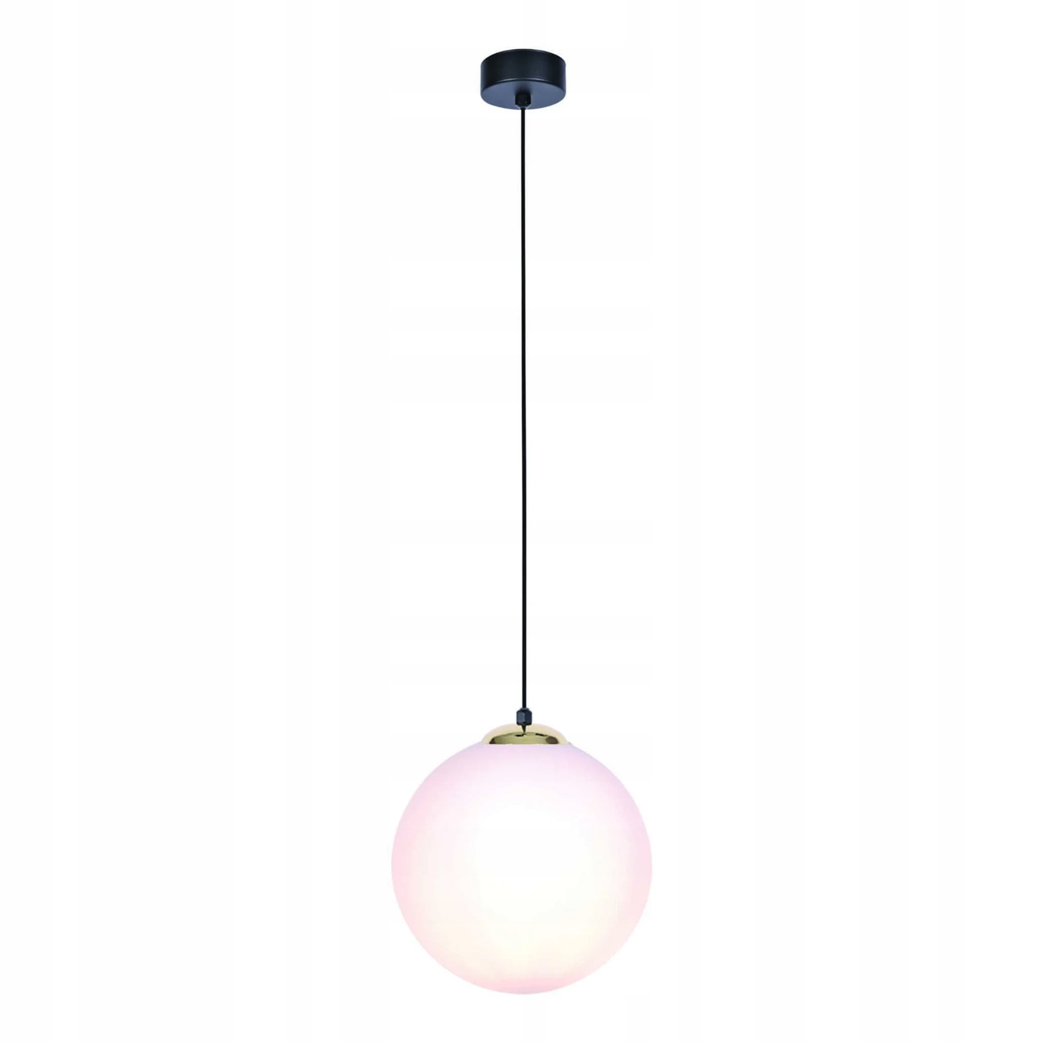 Závěsná lampa černá zlatá skleněná bílá koule 30 cm do obývacího pokoje Kaja