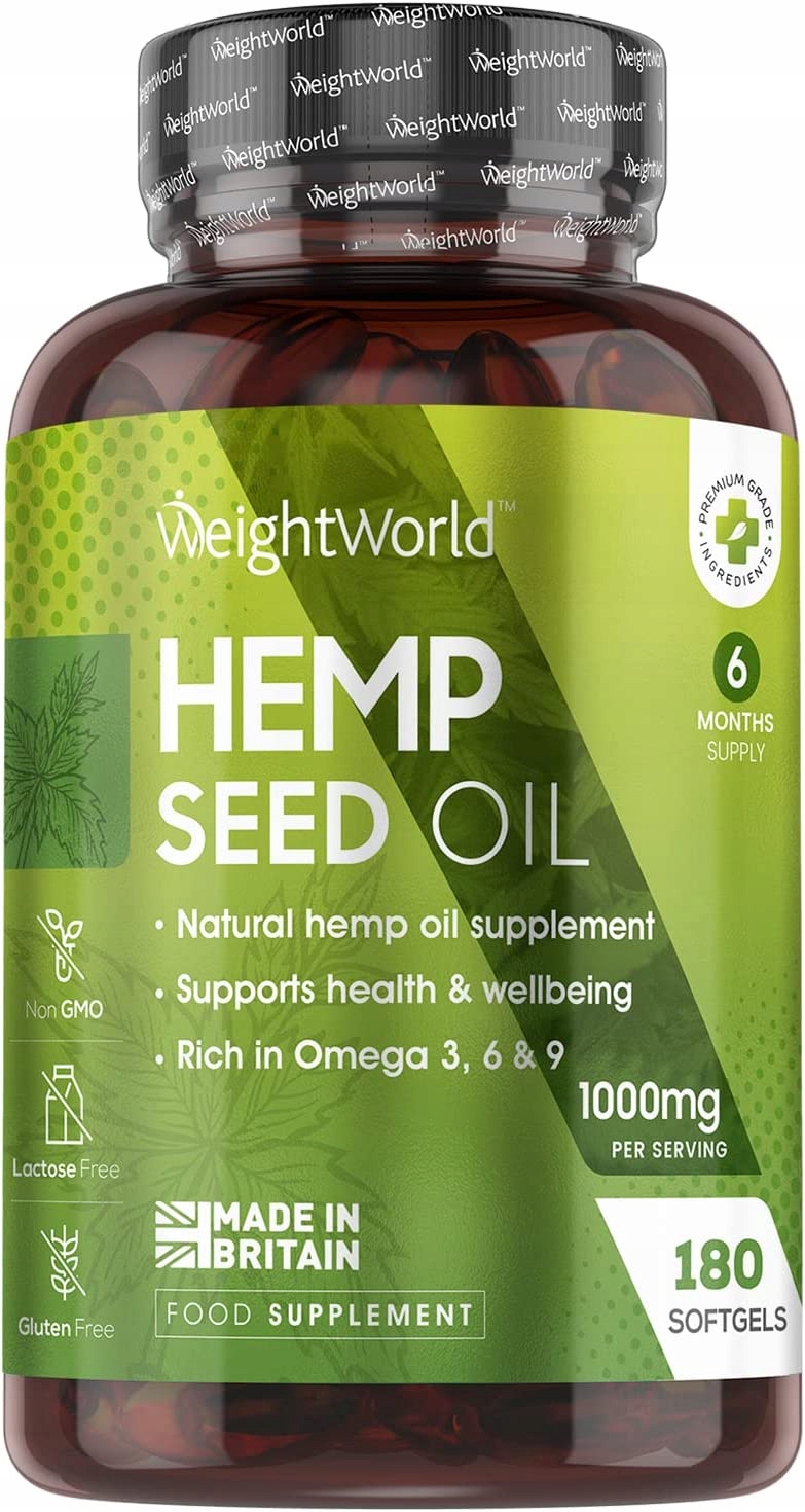 

Olej Konopny 180 kaps Hemp Oil Omega 3 6 9 wit. E