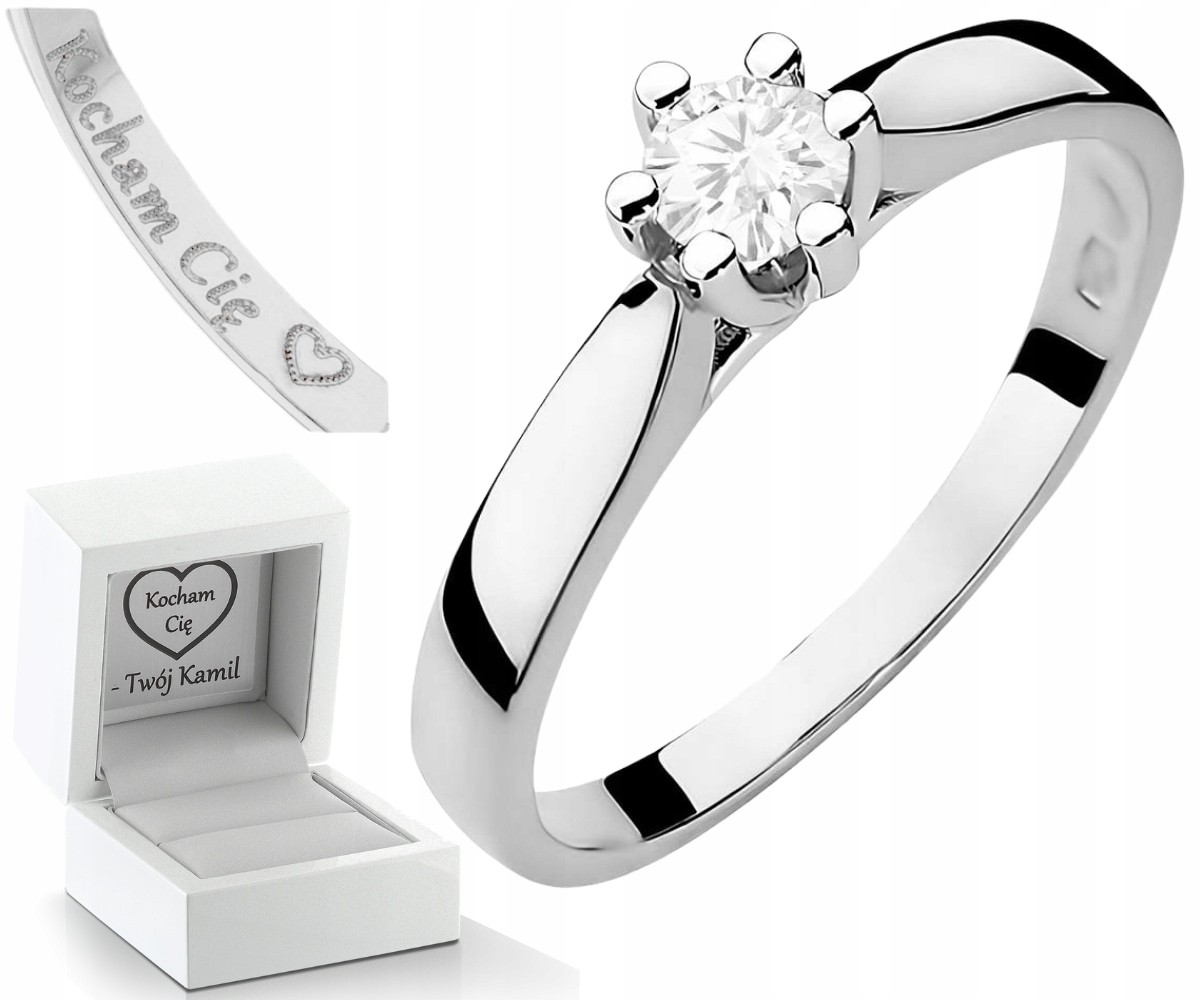 Prstýnek Laboratorní Briliant Bílé Zlato Gravírování