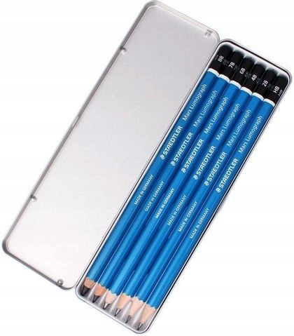 Šestihranná tužka Staedtler Mars Lumograph 6 kusů, 6 silných, v kovov