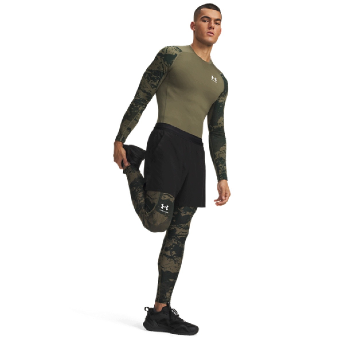 Męskie legginsy treningowe termoaktywne Under Armour HeatGear Cb Khaki XL