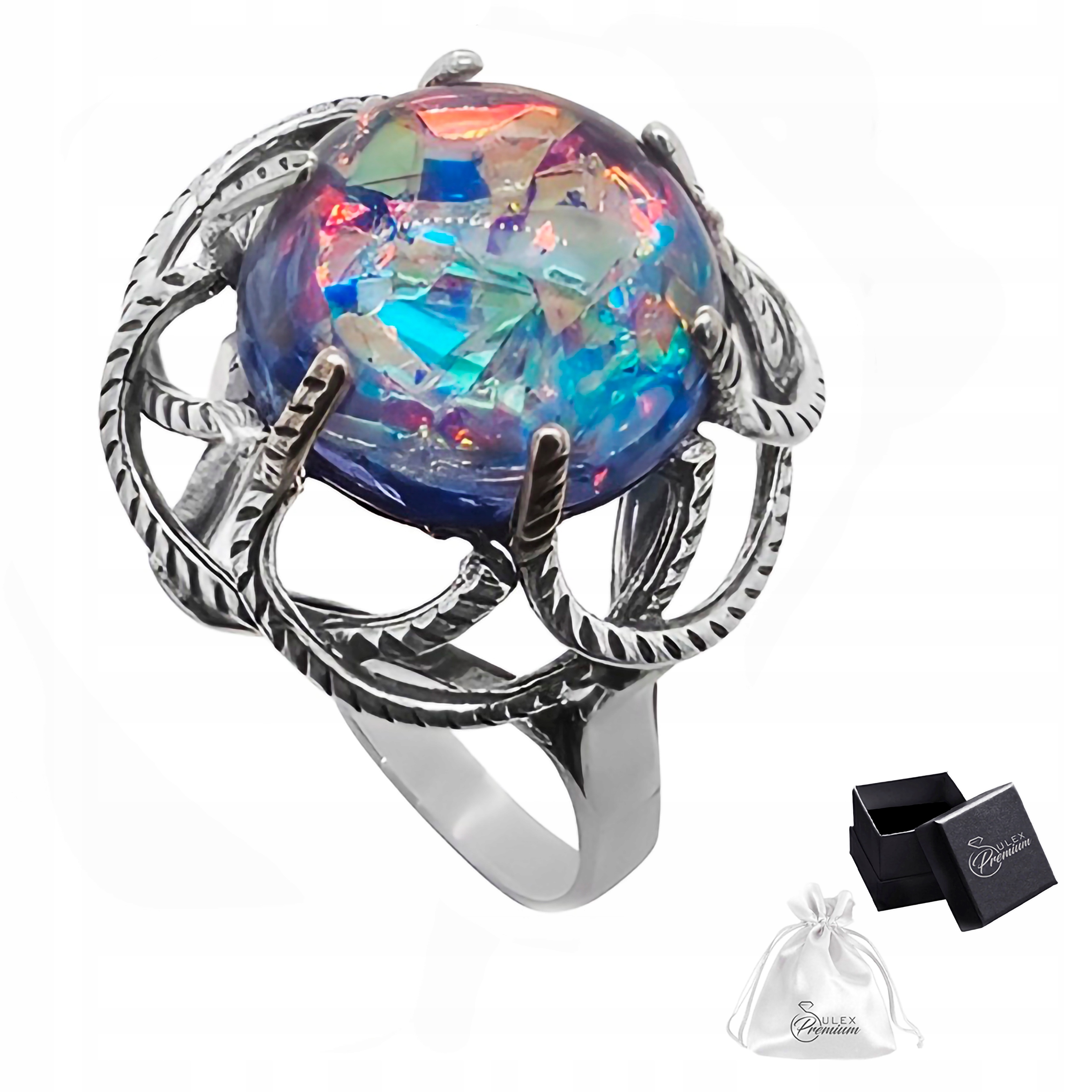 Prstýnek ryzost 925 Elegantní hypnotizující Duhový opál vel.