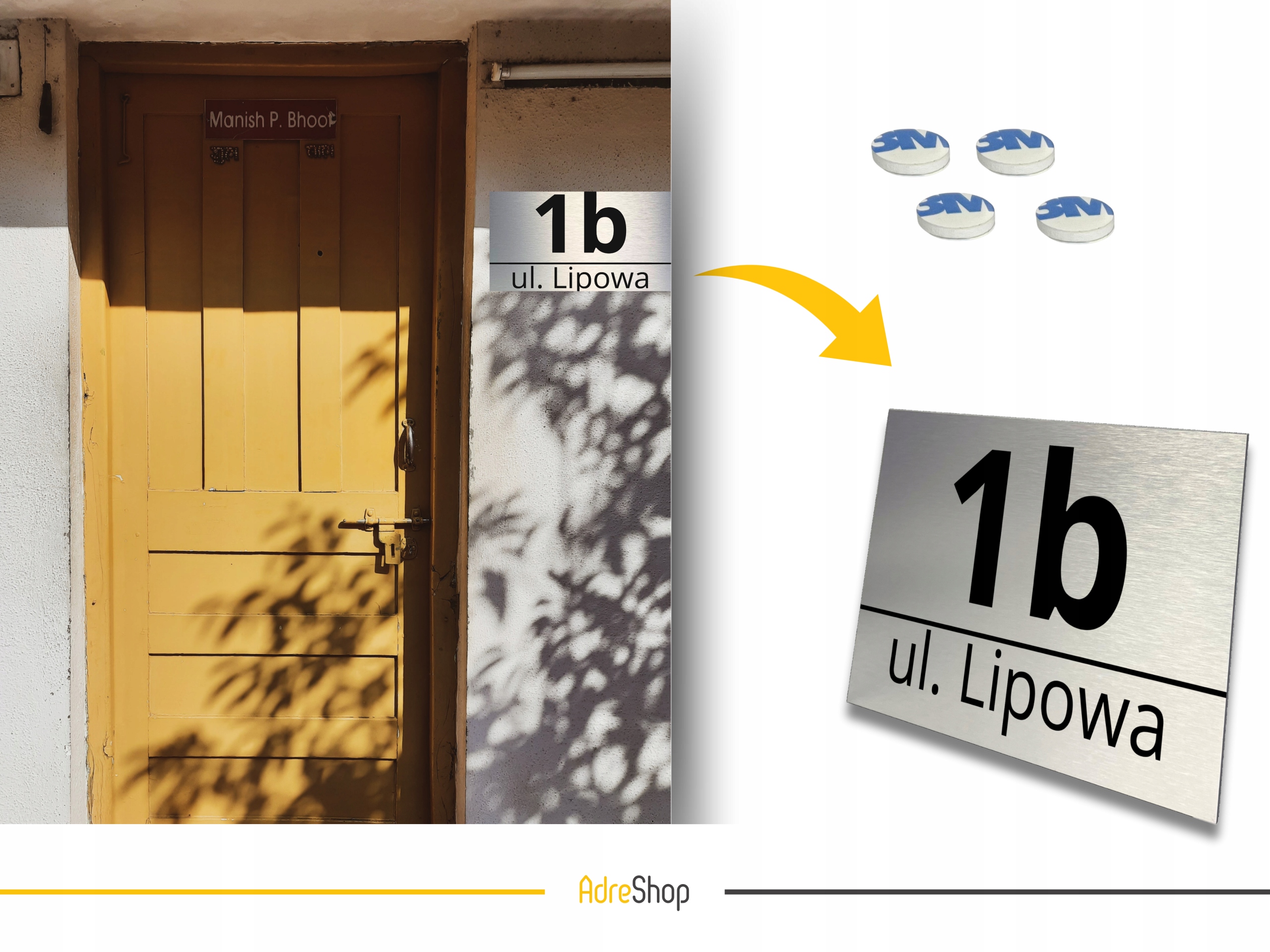 Tabliczka adresowa NUMER NA DOM| 30x20cm | trwały druk UV | Zestaw Montaż Marka bez marki