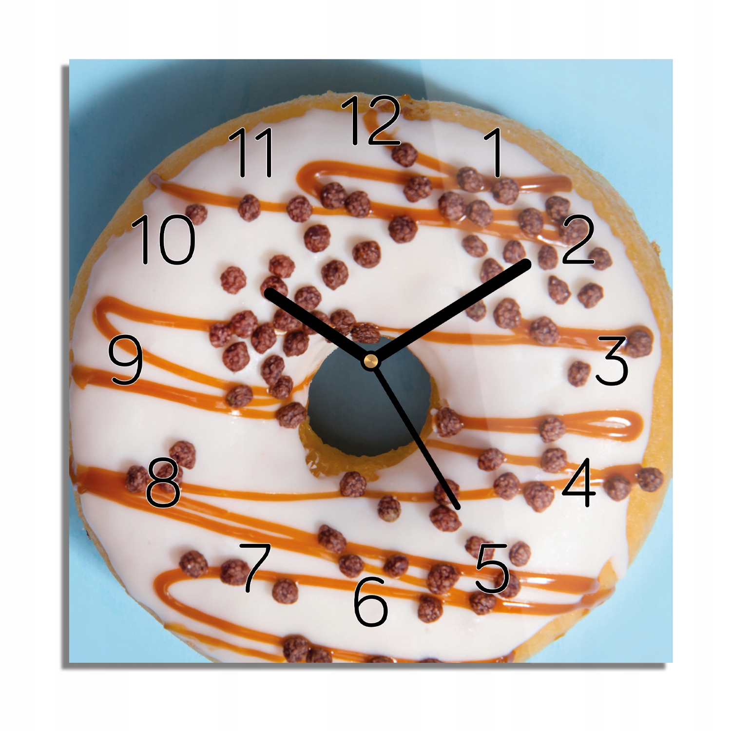 

Donut pączek lukier zegar szklany na ścianę 30x30