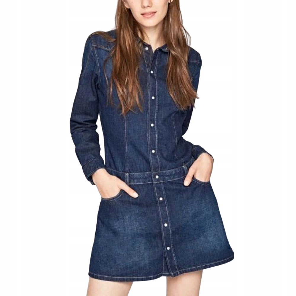 bavlna Šaty Pepe Jeans s přiléhavým límcem a dlouhým rukávem, velikost Xs