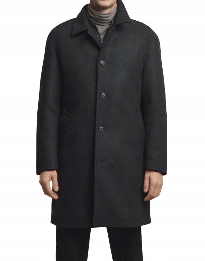 Tmavě Hnědý, Jednoduchý, Klasický Jednořadý Kabát S Vlnou Reserved XL