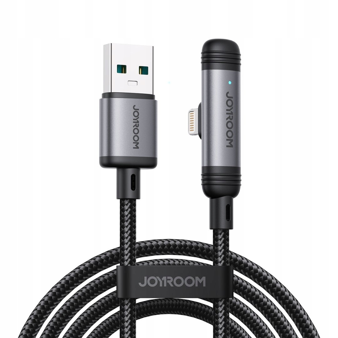 Kabel przewód kątowy Usb-a iPhone Lightning 3A 1.2m czarny
