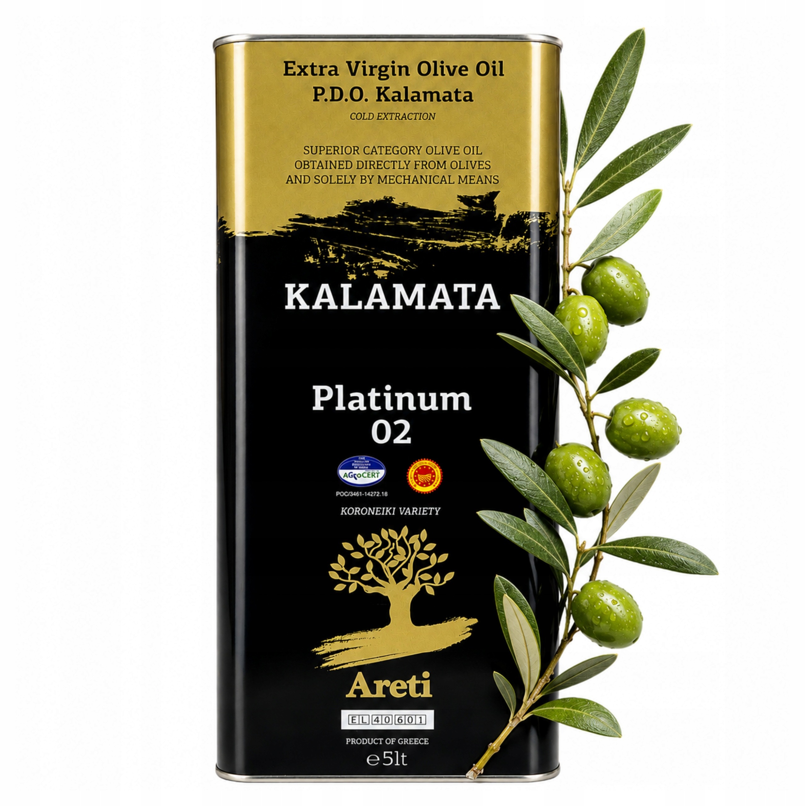 Extra panenský řecký olivový olej 5 l Areti Platinum Pdo Kalamata koroneiki