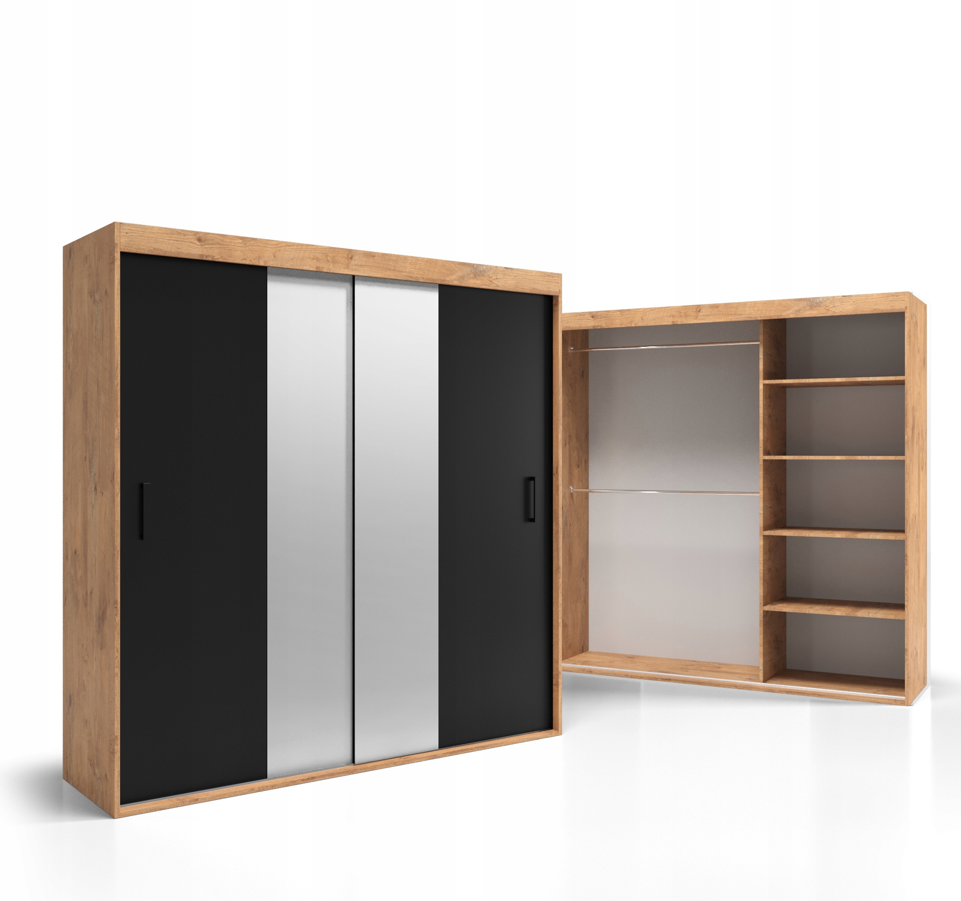 Skříň Posuvné dveře Se Zrcadlem 160x225 Deska 18 mm VSZ26 O-sofa 2-dvéřová