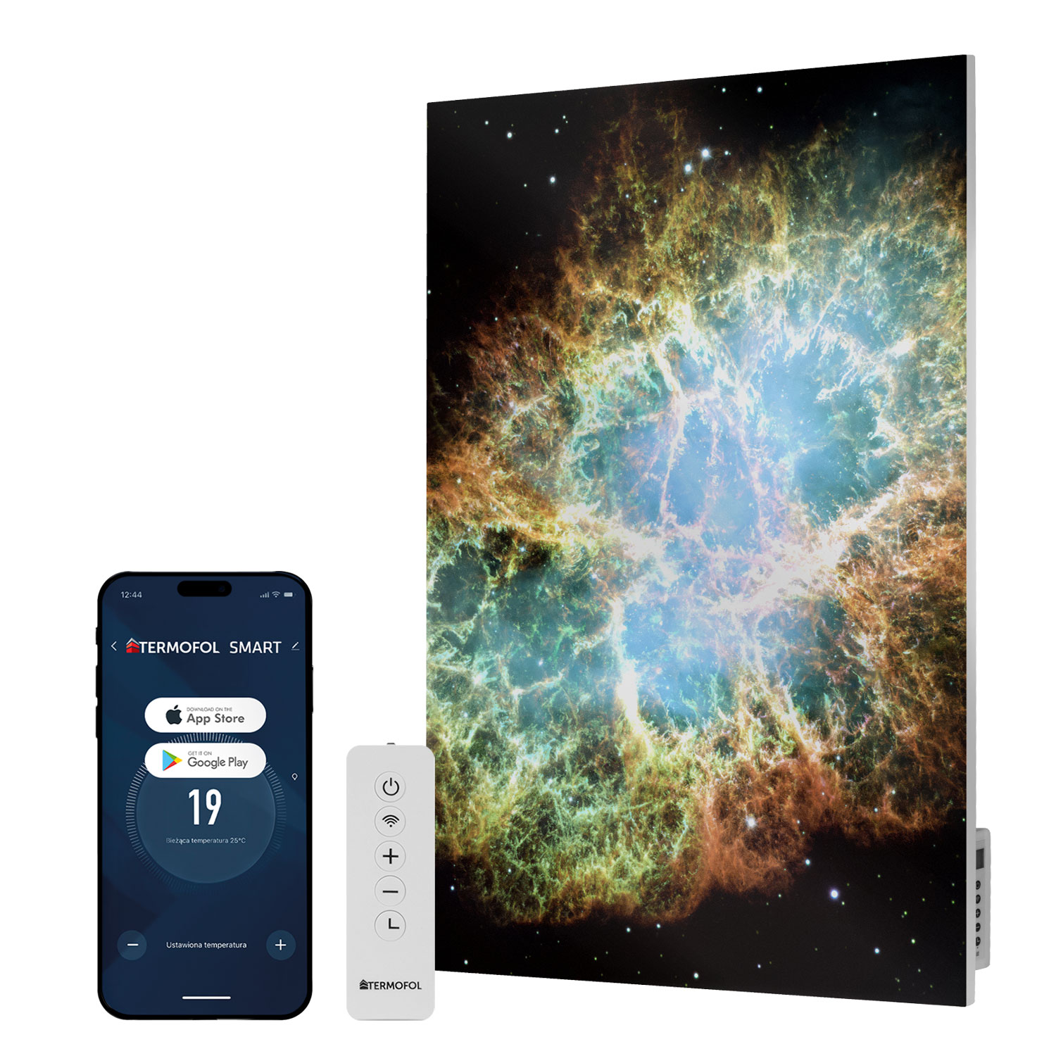 Infračervený ohrievač obraz Hmlovina krab 500 W 85x60 cm WiFi