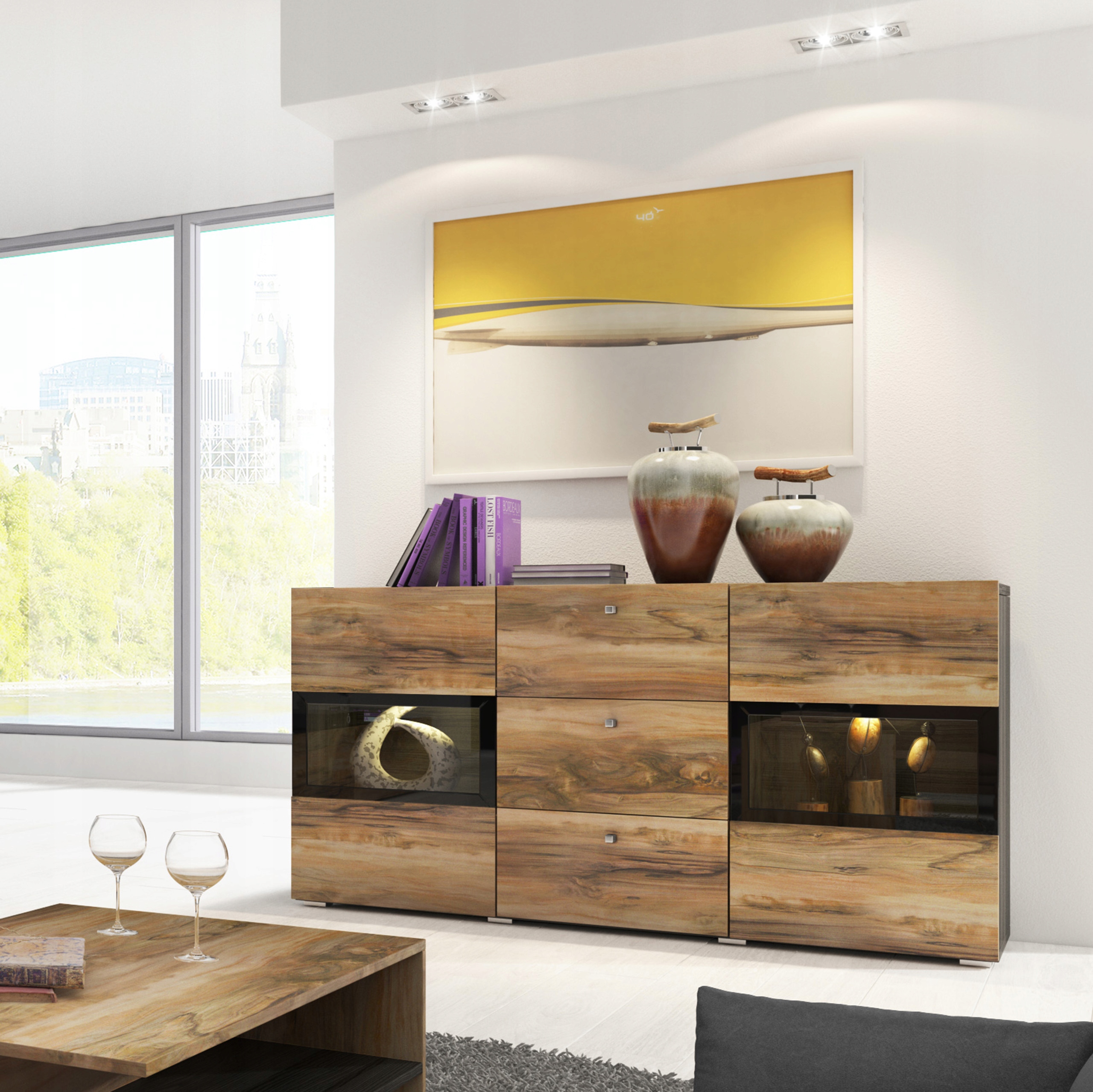 Komoda Barolo 132 cm do obývacího pokoje Ložnice 3 zásuvky 2 Dvířka