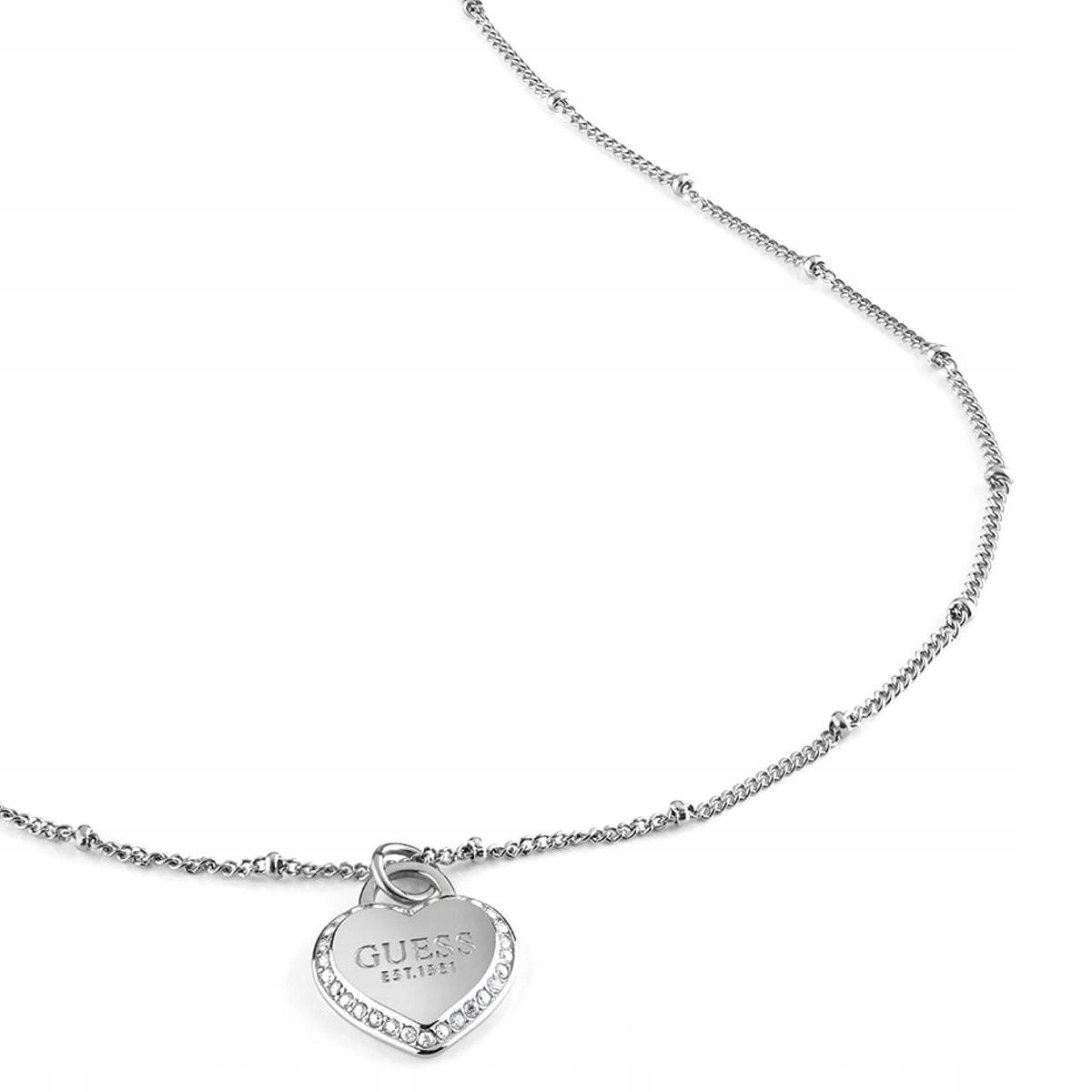 Stříbrný náhrdelník Guess srdíčko s krystaly