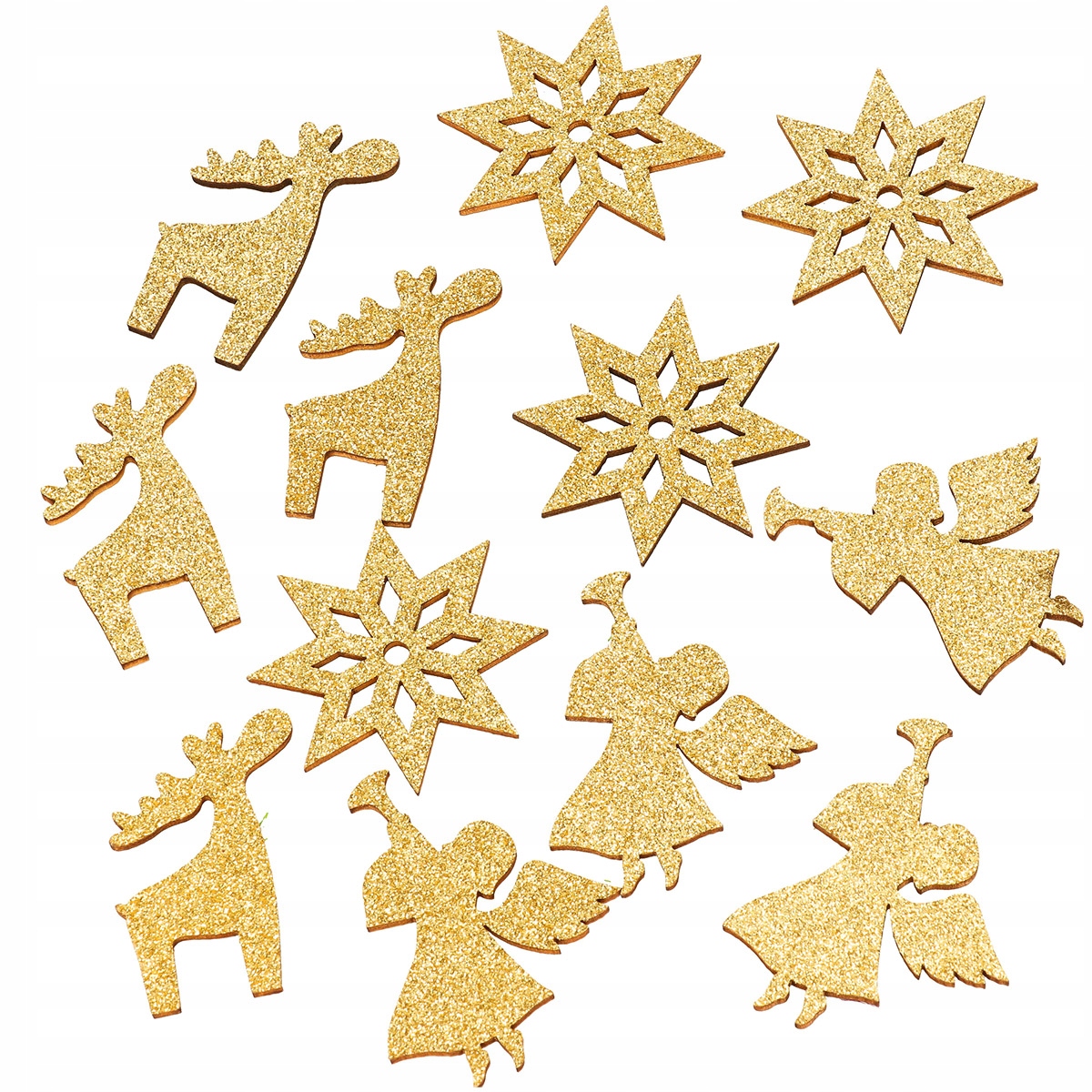 ZŁOTE ANIOŁEK GWIAZDKI BROKATOWE ŚNIEŻYNKI NA STROIK CHOINKĘ DUŻY ZESTAW Kod producenta RENIFER RUDOLF ANIOŁ ANIOŁEK GWIAZDKA BOMBKI