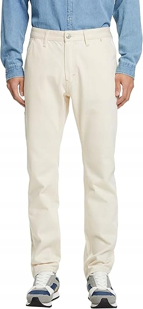 Esprit Krémové Jednoduché Chinos Kalhoty S Knoflíkem Pro Každodenní Nošení 30/34 7AA