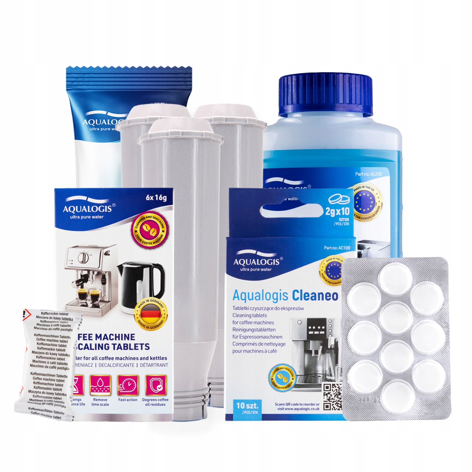 3x Filtr vody AL-TES46 pro kávovar Krups Latteo 0,25L Cleaneo Decalc