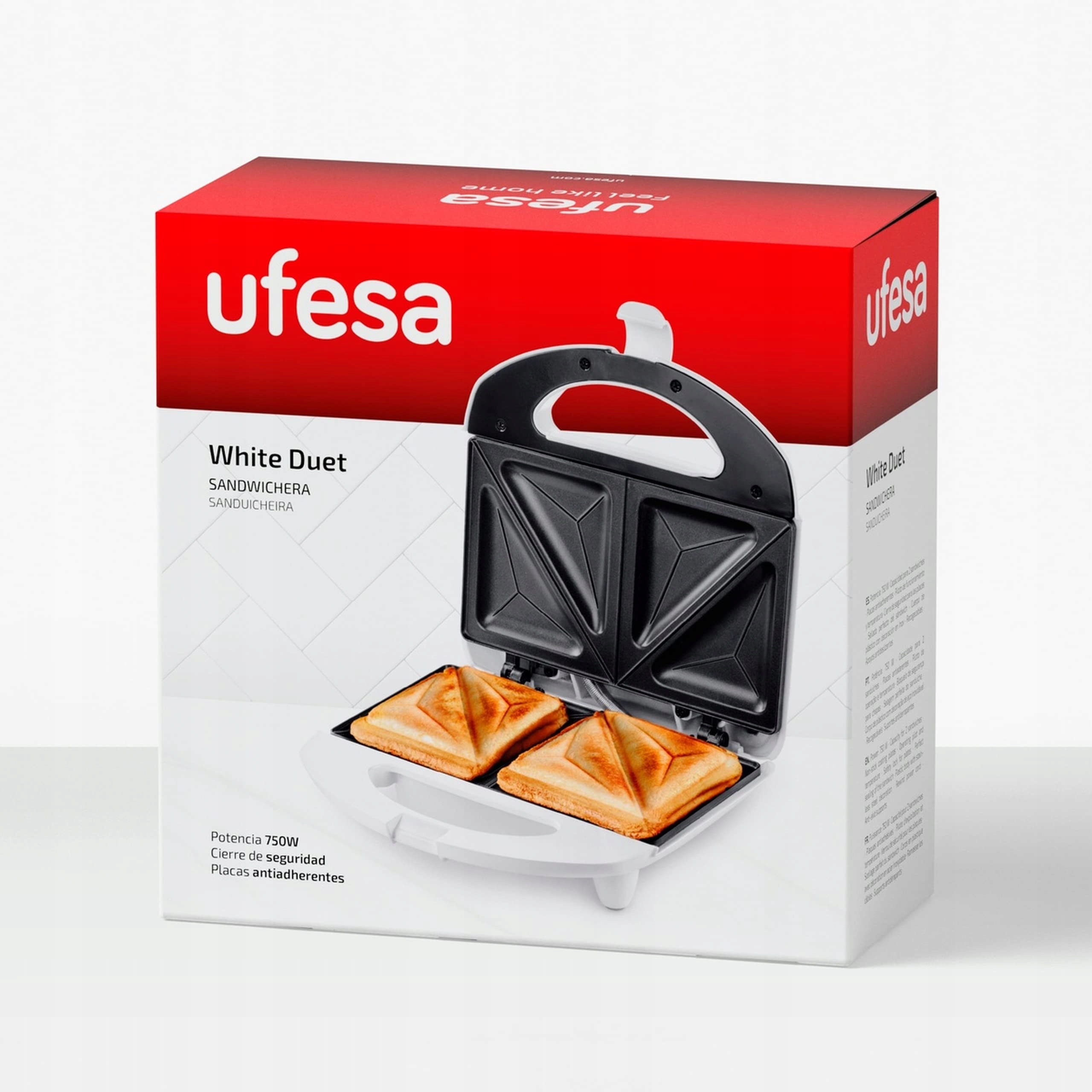 Ufesa SW7862 opiekacz do kanapek, 750 W, płyty z powłoką zapobiegającą przy — miniatura 4
