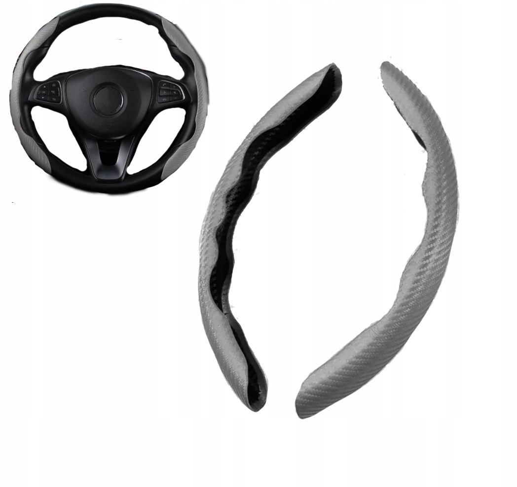 POKROWIEC NAKŁADKI NA KIEROWNICE CARBON SZARY PREZENT