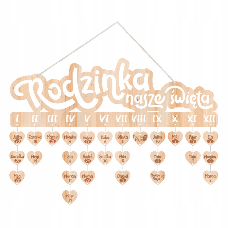 

Kalendarz grawerowany nasze święta rodzinka.