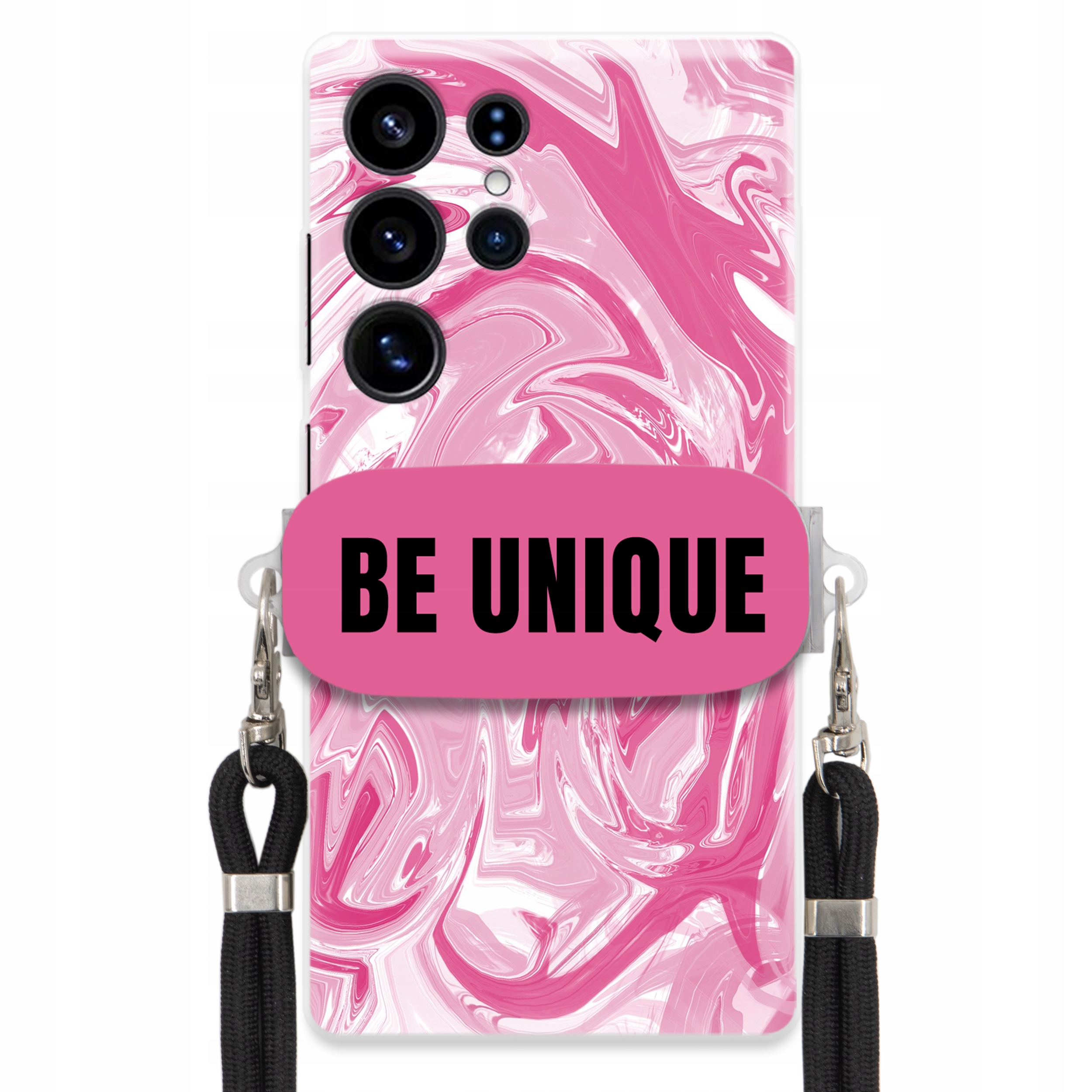 Puzdro pre Samsung S25 Ultra Case držiak Šnúrka Čierna Ružová Mramor Unique
