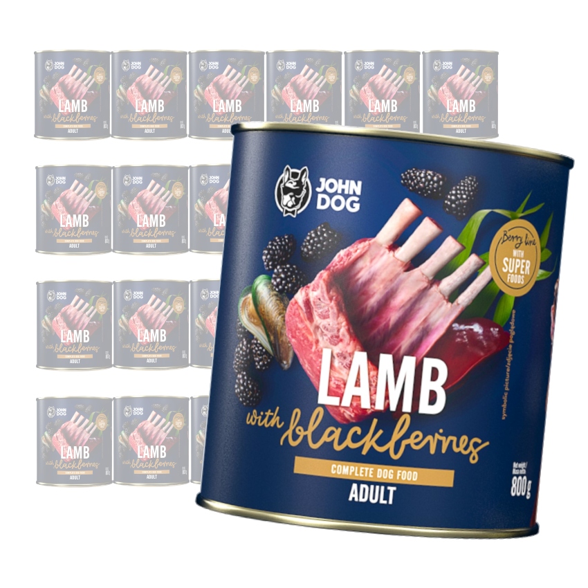 Levně John Dog Dospělé Krmivo A Ostružiny 24x800g