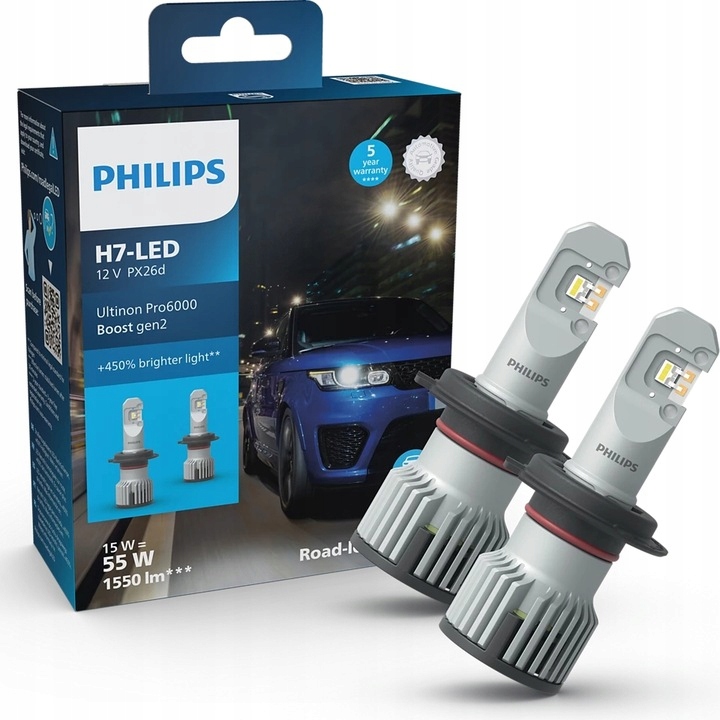 Philips Led Led žiarovky H7 Ultinon Pro6000 Boost GEN2 5800K +450%