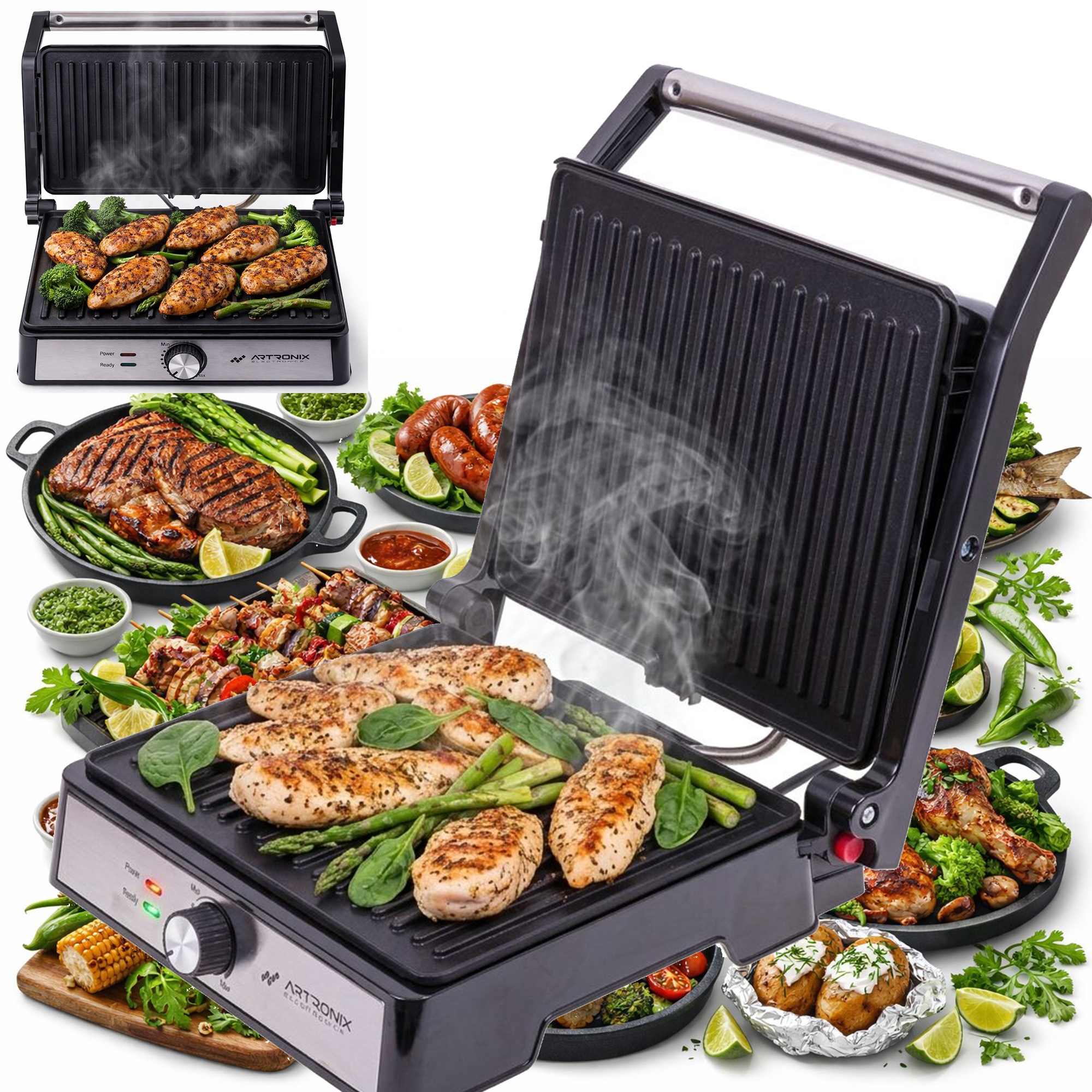 Grill Elektryczny Ogrodowy Stołowy Opiekacz Do Kanapek Panini Toster