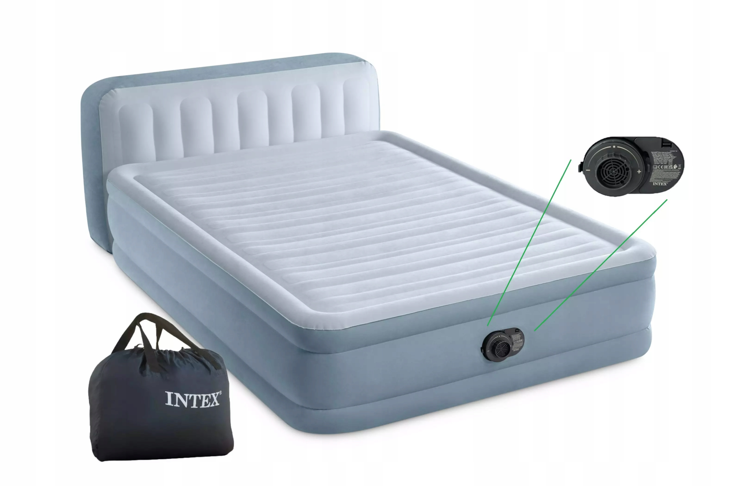Materac do spania 152x236x86 cm z wbudowaną pompką i wezgłowiem Intex 64450
