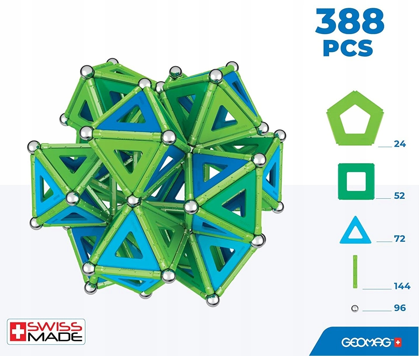 GEOMAG Klocki Magnetyczne Classic Panels RE Cold Masterbox | 388 elementów Wiek dziecka 3 lata +