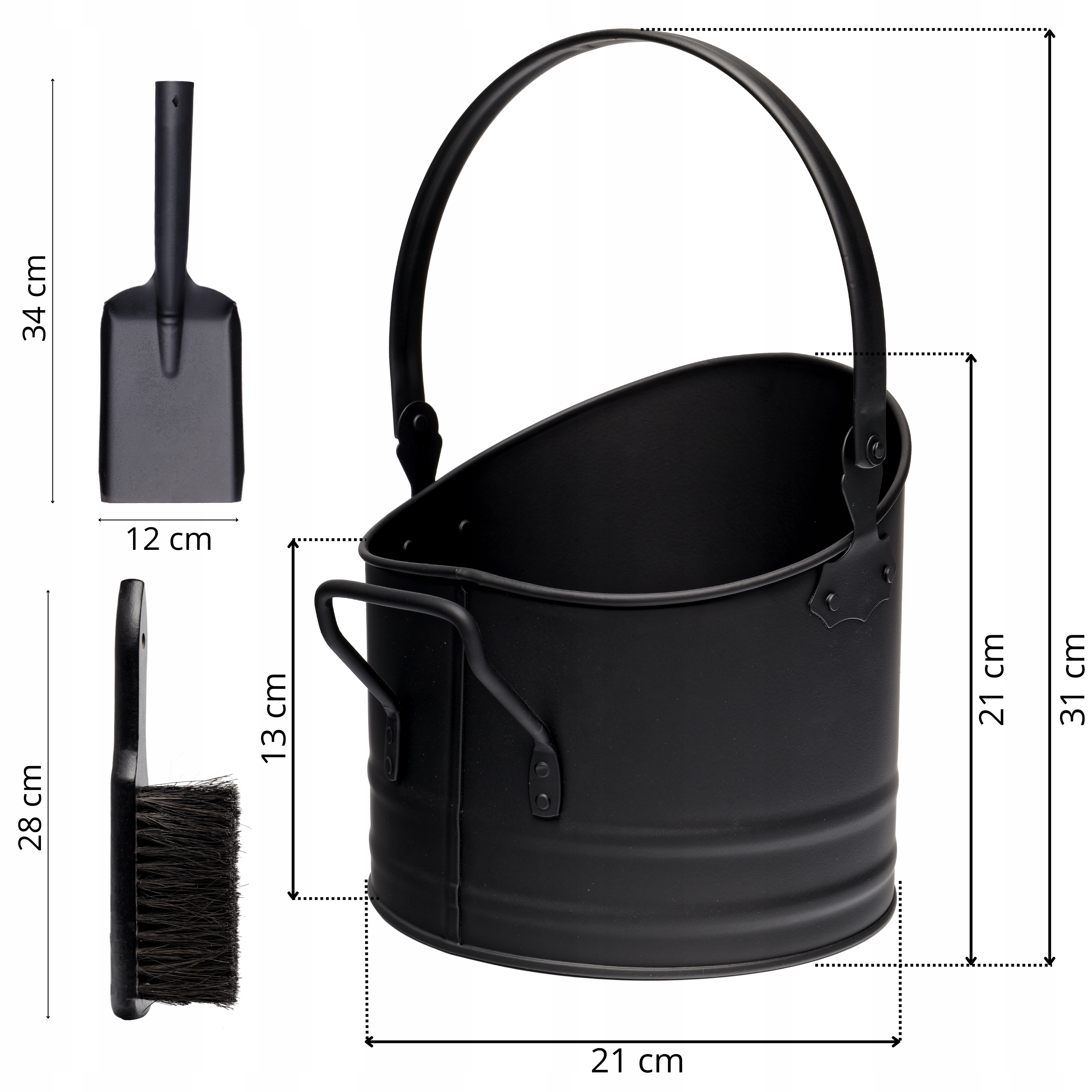 WĘGLARKA KUBEŁ KOSZ WIADRO NA WĘGIEL POPIÓŁ DREWNO KOMINKOWE + AKCESORIA EAN (GTIN) 5906124910100