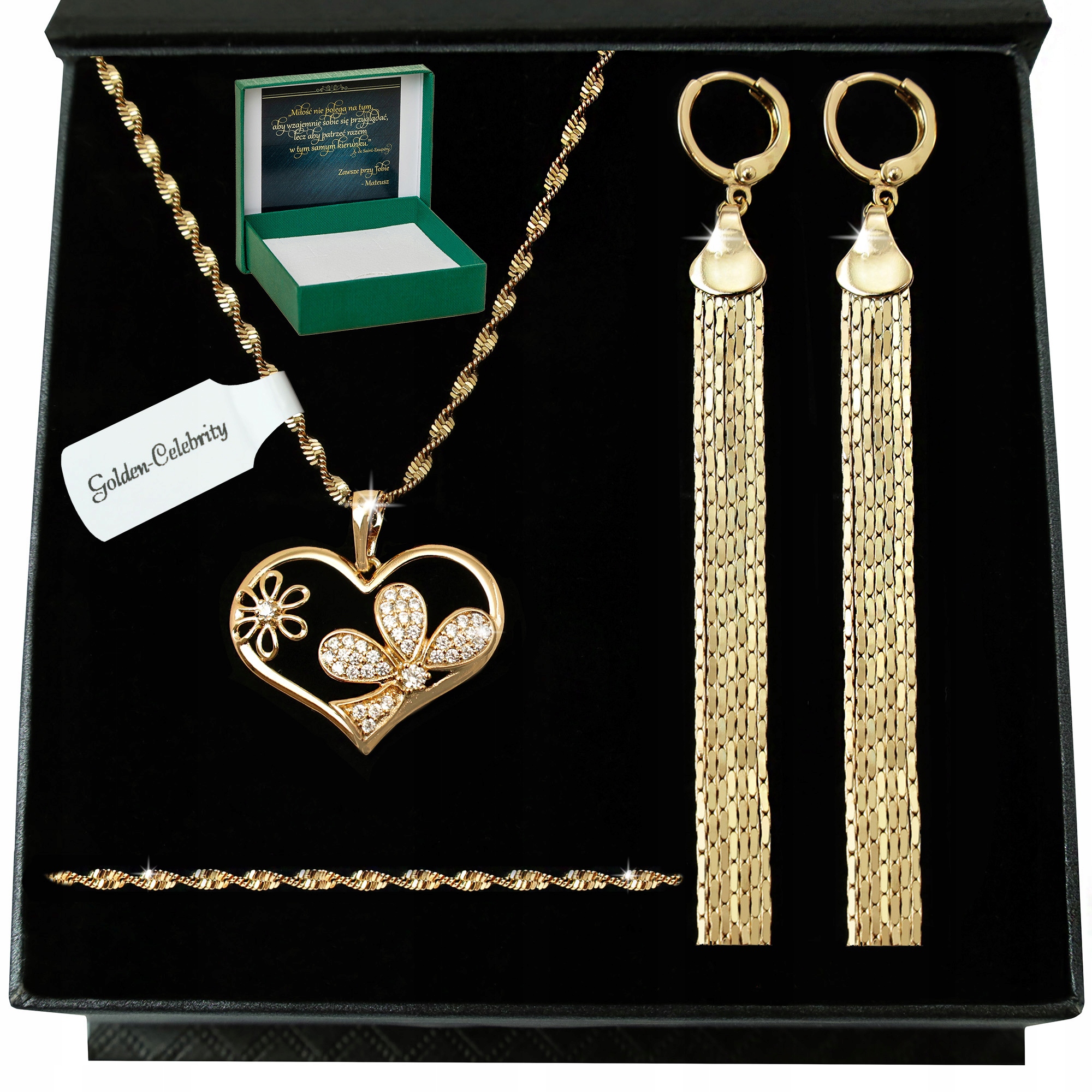 Dámské Šperky Z Chirurgické Oceli Zlatý Náhrdelník Řetízek Náušnice