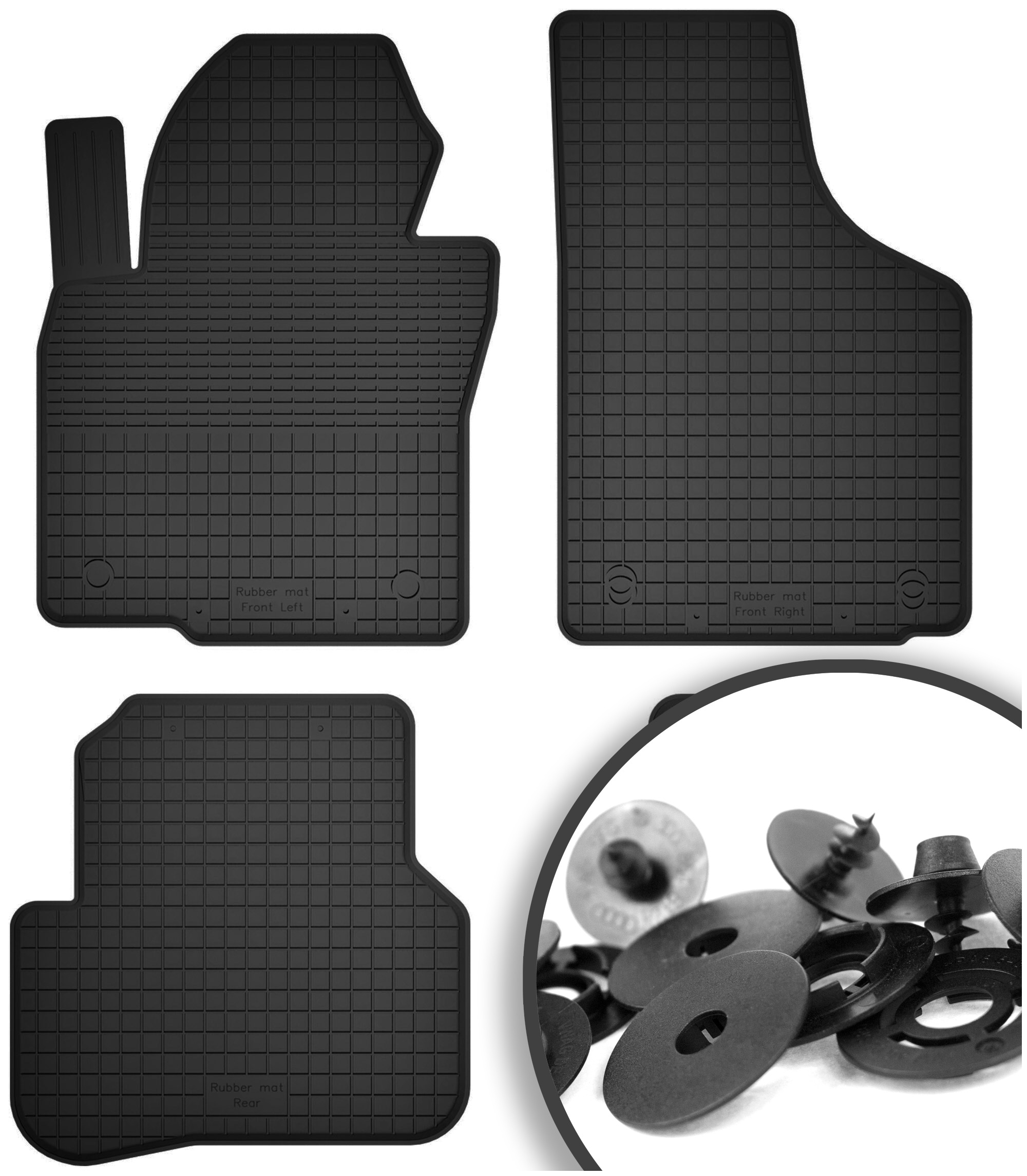 Czarne Dywaniki Samochodowe Gumowe Korytkowe Zestaw rant 2CM Stopery