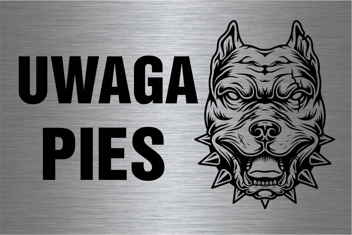 

Tabliczka Uwaga Pies 20x30 Aluminium Srebrna