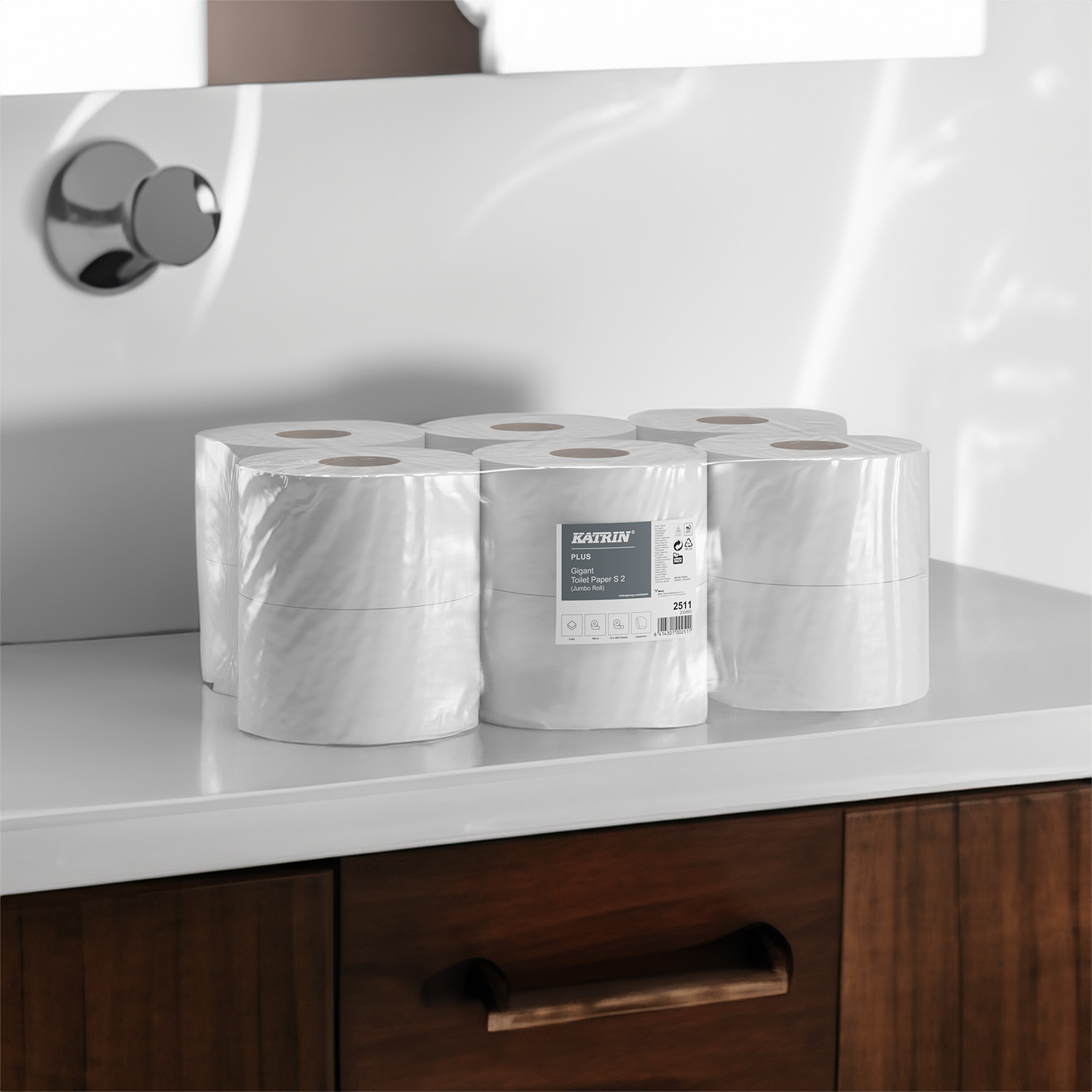 PAPIER TOALETOWY 2W PLUS BIAŁY CELULOZA 12 SZTUK ŚNIEŻNOBIAŁY WYDAJNY 100 M Kolor biały