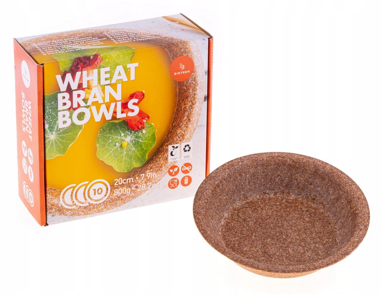 Miska 20 cm biodegradowalna miska z otrębów EKO
