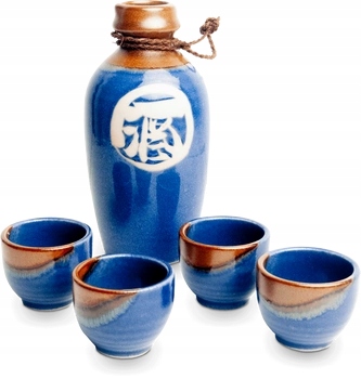 Keramický set pro Sake Blue and Brown