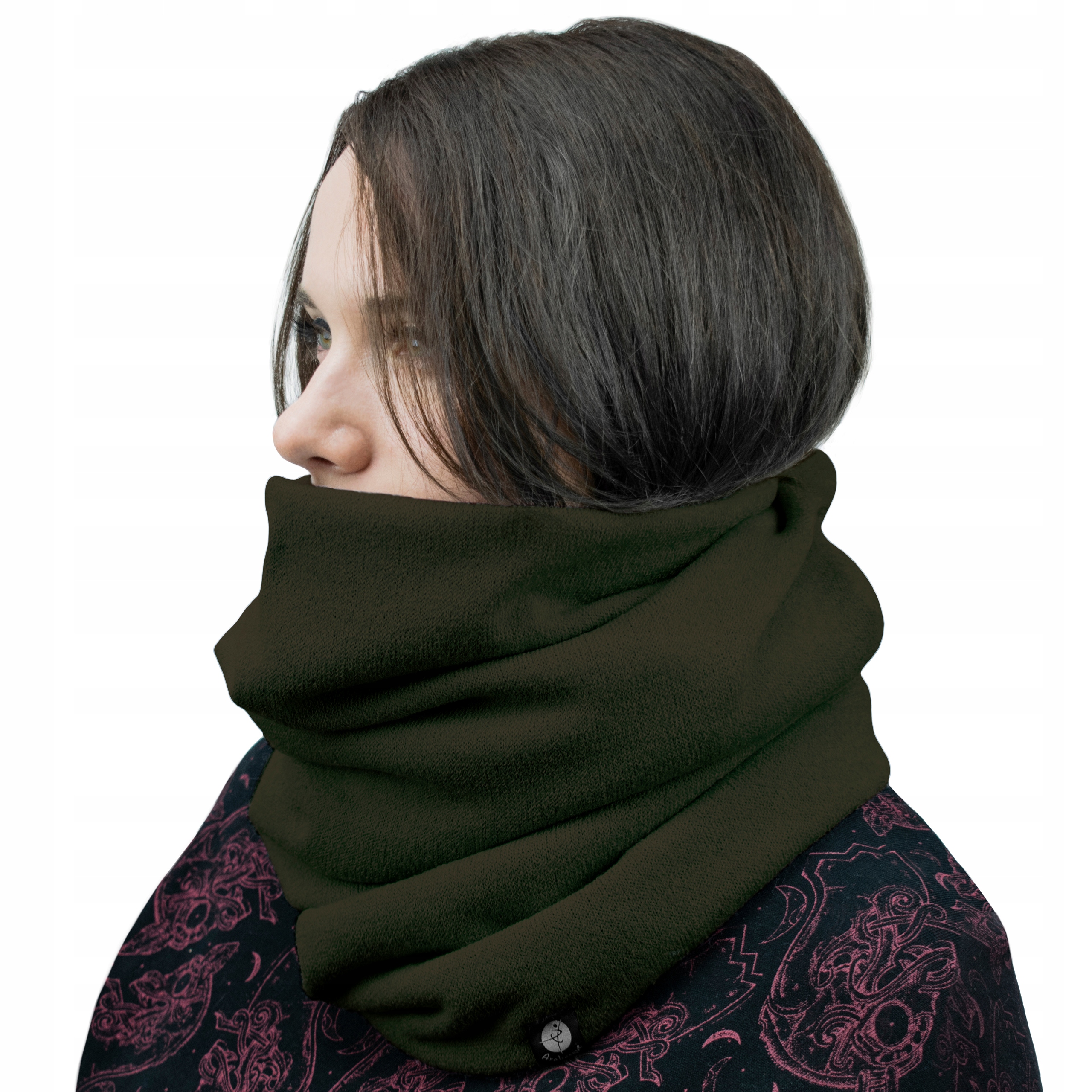 DAMSKI KOMIN CIEPŁY SZALIK TUBA KHAKI ROZM. S ZIMA