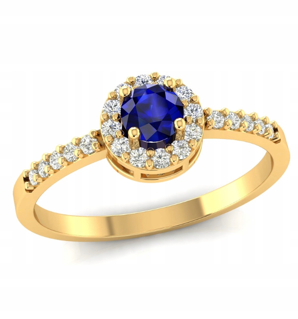 Zlatý Prstýnek Safír Zirkon 585