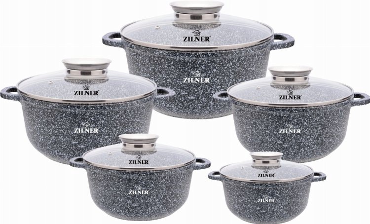 Súprava hrncov Zilner ZL-7055 mramorová 10 ks indukcia plyn