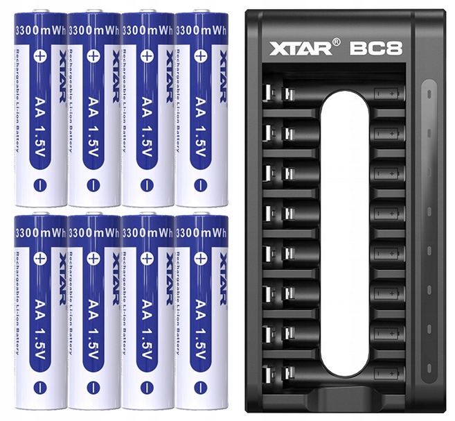 Sada: Nabíjačka Xtar BC8 8x Akumulátor Aa R6 1,5V Li-ion 2000 mAh