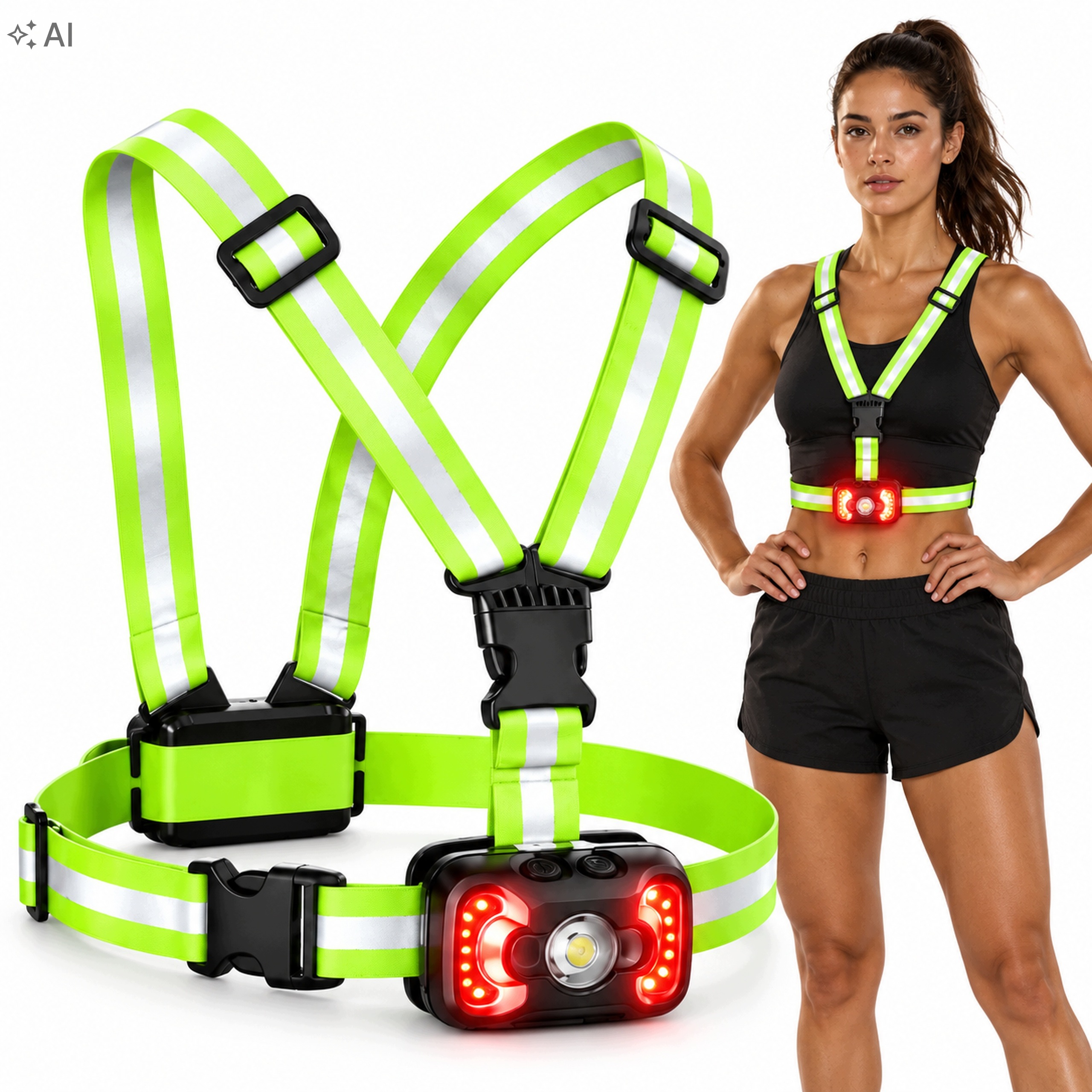 Kamizelka Szelki Odblaskowe Z Latarką Running Light Led 700LM Usb IPX4