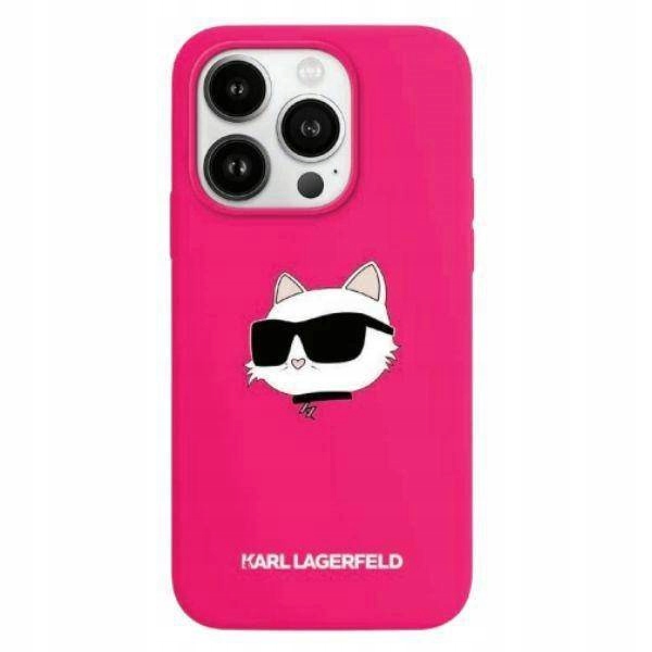 Pouzdro Karl Lagerfeld Silicone Choupette Magsafe pro iPhone 15 Pro růžové