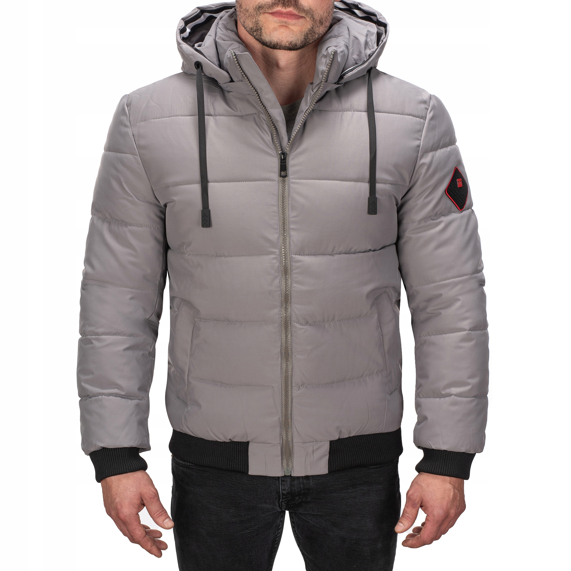 M5031-92 vel. S/48 Pánská Zimní Zateplená Prošívaná Bunda S Módní Značkou