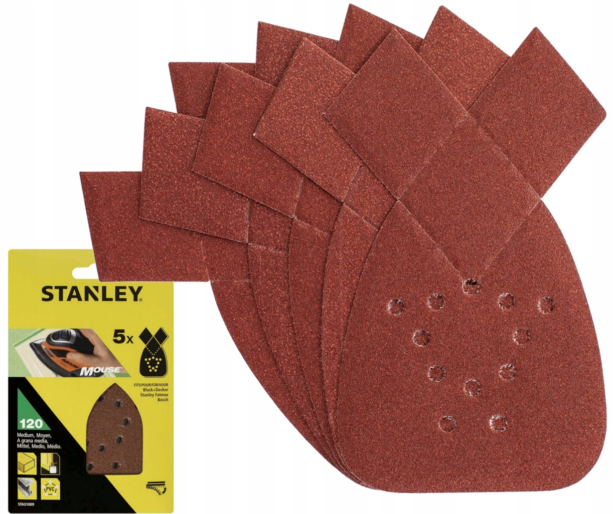 

Stanley 5x Papier Ścierny Rzep K120 Do Mouse 31009