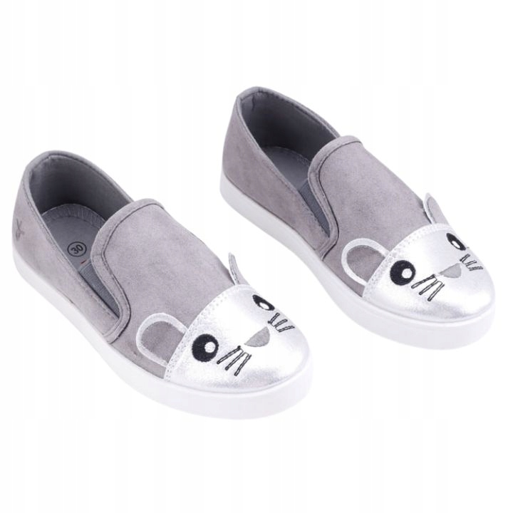 

Trampki dziewczęce szare wsuwane tenisówki