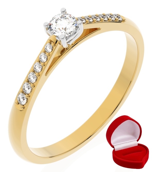 Zlatý Prstýnek 585 14k Diamant Brylant 0,09 ct R14