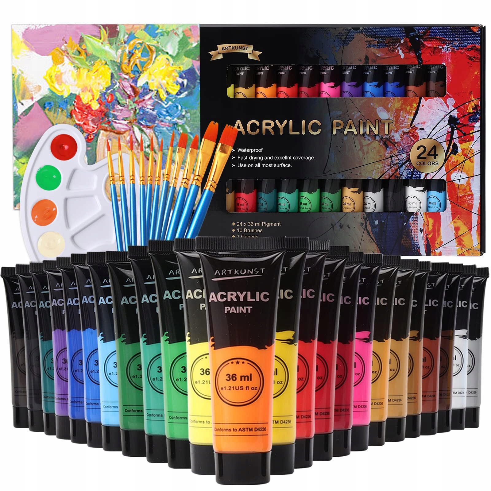 Akrylové barvy Artkunst vícebarevné 24 ks 36 ml