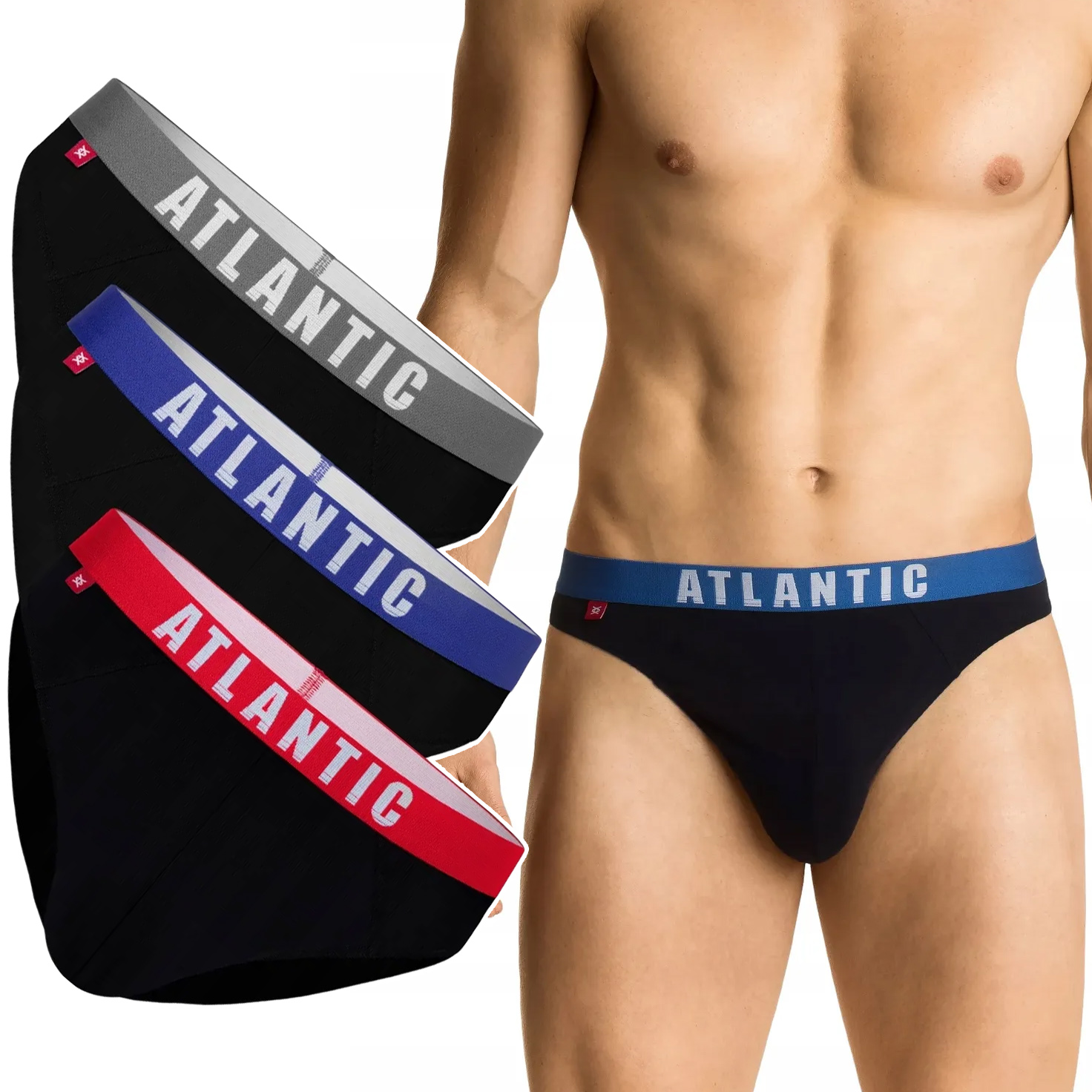 Pánské Slipy Atlantic 3MP-094 Sportovní Slipy z bavlny 3-PAK XL