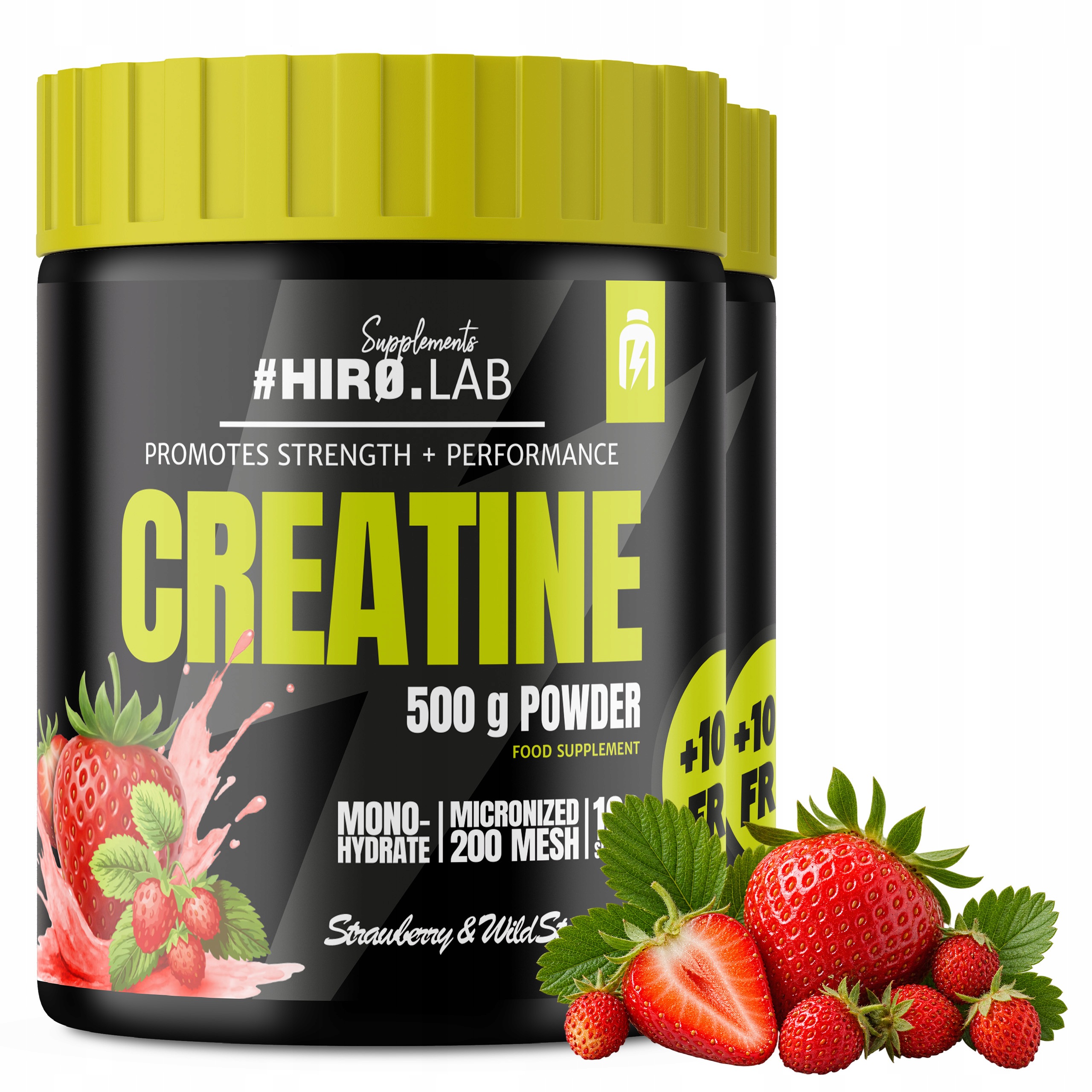 2x Kreatin Creatine Monohydrát 500g +100g Kreatin Lesní Jahoda 240p Hiro.lab