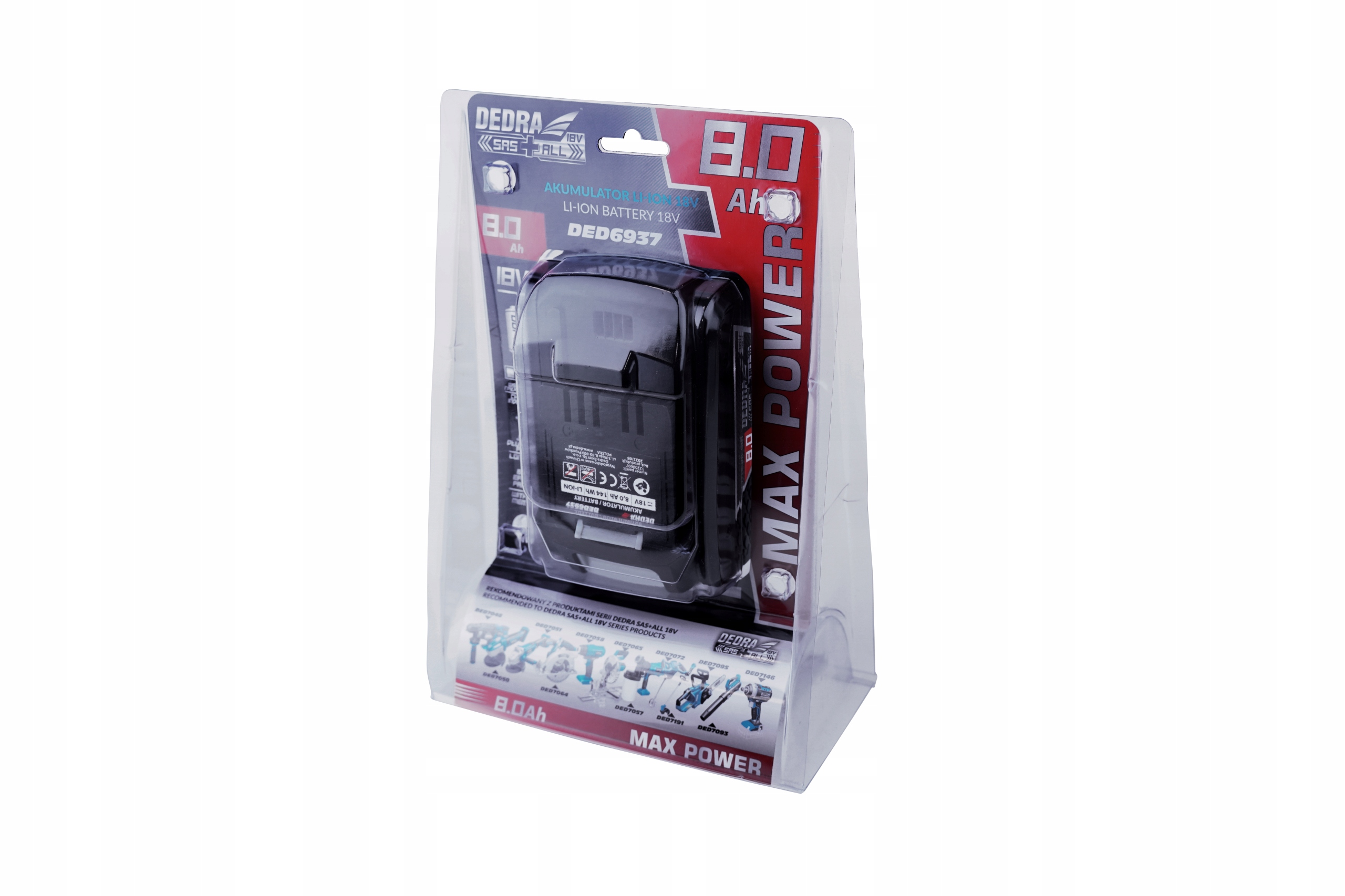 Akumulator DEDRA - Bateria 8.0Ah LI-Ion SAS+ALL Pojemność akumulatora 8 Ah